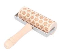 Respicefinem Christmas Rolling Pin Engraved With Cute Christmas Patterns Comfortable Grip Ideal For Baking Cookies Pasta Pizza And Other Desserts Made Of Wood About 258g To 265g In (Little snowflakes)