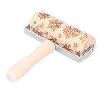 Respicefinem Christmas Rolling Pin Engraved With Cute Christmas Patterns Comfortable Grip Ideal For Baking Cookies Pasta Pizza And Other Desserts Made Of Wood About 258g To 265g In (Heavy snowflakes)