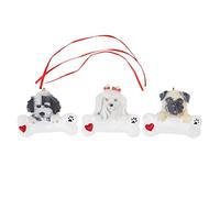 Respicefinem Christmas Tree Dog Pendant And Comfortable To Touch Ideal For Christmas Decorations Comes With Three Dog Ornaments And Three Cords (Combination One)