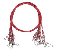 Respicefinem Confezione da 10 calze da pesca in filo da 50 cm, anti-morso con girelle, ideali per gli amanti della pesca. Lenza da pesca in mare spessa e molto resistente, (rosso)