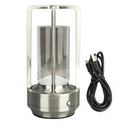 Respicefinem cordless a 3 colori in coda scarica lampada da tavolo a led touch ricaricabile ideale per il comodino da comodino per uso interno con alpshade acrilico a batteria da (Silver)