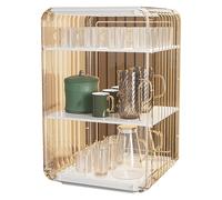 Respicefinem Cup Storage Rack Scatola per bicchieri in plastica trasparente impilabile per armadietto Desktop Medio Bianco (Grande bianco)