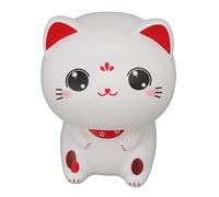 Respicefinem Cute Cat Ornament Solar Light Induction Plastic Lucky Nodding Cat with Smile Face for Prosperous Life Bright Colors Unique Shapes Suitable for Restaurants Car Dashboar (with Large Eyes)