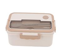 Respicefinem da 1500 ml di calore in plastica in plastica per pranzo portatile con bacchette e cucchiaio ideale per gli studenti con design compartimentale resistenza di calore (Beige)