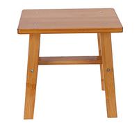 Respicefinem Multipurpose Small Stool Strong Load Bearing Stable Four Feet Screw Fixed Suitable For Home Living Room Bathroom Bedroom Garden Study Balcony Env (Medium square bamboo stool)