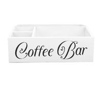 Respicefinem Organizer per postazione caffè in legno con 4 scomparti Accessori per bar da bancone Contenitore portaoggetti Porta cialde caffè bianco per casa ufficio