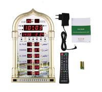 Respicefinem Orologio Azan Islamico Digitale Da Parete Per La Casa E Moschea Con Calendario Da Parete Allarme Muslimano Per Le Preghiere Della Mecca Misura 39 * 23 * 4,5 Cm Telecomando Incl