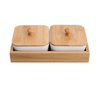 Respicefinem Piastra da porto per aptitore in ceramica coperchio del vassoio ideale per servire dadi e dessert a quattro scomparti BPA STURDY E (Due gabbia con copertura)