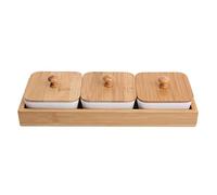 Respicefinem Piastra da porto per aptitore in ceramica coperchio del vassoio ideale per servire dadi e dessert a quattro scomparti BPA STURDY E (Tre gabbia con copertura)