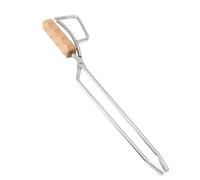 Respicefinem Pinza per Camino in Acciaio Inossidabile con Manico in Legno Pinza Lunga per Legna da Ardere per Braciere Falò per Grigliare e Uso del Carbone Strumento Essenziale