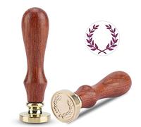 Respicefinem Retro Legno Sigillatura Bastoni di Cera Classico Timbro di Sigillo Premium Manico in Legno Rimovibile In Ottone Testa Per Inviti Feste Matrimonio Hobby Craft Projects (Plants: 091)