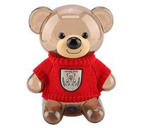 Respicefinem Salvadanaio a forma di orsetto carino per bambini Scatola salvamonete in plastica trasparente con vestiti di cartone animato Decorazione rossa per la casa per bambini (Orsetto