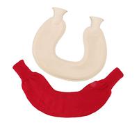 Respicefinem U Shaped Neck Hot Water Bottle with Soft Knitted Cover 1L Premium Rubber Hot Cold Compress for Muscle Travel Warmth and Nighttime Comfort (Red Cover)