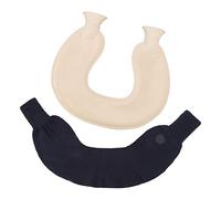 Respicefinem U Shaped Neck Hot Water Bottle with Soft Knitted Cover 1L Premium Rubber Hot Cold Compress for Muscle Travel Warmth and Nighttime Comfort (Navy Blue Cover)