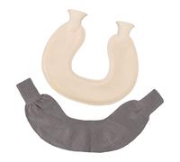 Respicefinem U Shaped Neck Hot Water Bottle with Soft Knitted Cover 1L Premium Rubber Hot Cold Compress for Muscle Travel Warmth and Nighttime Comfort (Gray Cover)