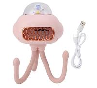Respicefinem Ventilatore portatile per passeggino, ventilatore portatile portatile senza pale, ventilatore a forma di polpo ricaricabile tramite USB, supporto di trasformazione (Roseo)
