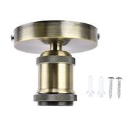 Respicefinem Vintage E26 E27 Lamp Socket Ceiling Holder with Retro Design Aluminum Construction for Kitchen Bedroom Living Room 100-240V Black (Antique Brass Color)