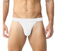 Respira comodamente in biancheria intima da uomo in seta di ghiaccio a vita bassa, slip eleganti con sacchetto convesso a U unico (L bianco)