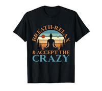 Respira Rilassati Accetta Il Crazy Yoga Retro Design Maglietta