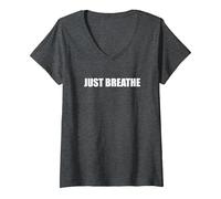 Respirare Maglietta con Collo a V, Donna, Grigio Scuro, XL