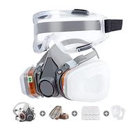 Respiratore maschera riutilizzabile mezza faccia copertura Gas Mask with Safety Glasses, Paint Face Cover Face Shield with Filters for Painting, Organic Vapor, Welding, Polishing, Woodworking and