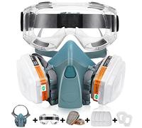Respiratore riutilizzabile per prodotti chimici, respiratore con scatola filtro, 8 filtri in cotone e occhiali, ampiamente usato in vernice, polvere, chimica, vernice epossidica, lavorazione del