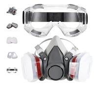 Respiratore Semifacciale Riutilizzabile, Maschera Protettiva Mezza Fascia Antipolvere Antigas, per Verniciatura a Spruzzo, Prodotti Chimici, Lucidatura, Saldatura, per Vapori Organici, Trasparenti