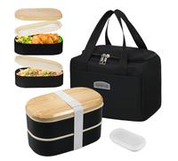 Resszo Lunch Box Kit, 1500 ML Porta Pranzo da Ufficio, 2 Strati Porta Pranzo con Posate per Ufficio, Pranzi A Lavoro, Scuola, Microonde e Lavastoviglie