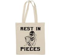 Rest In Pieces Skull Reaper - Borsa tote in cotone naturale con immagine spaventosa, colore: bianco