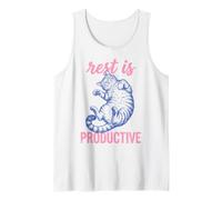 Rest Is Productive Funny Lazy Cat Lover Nap Quote Canotta