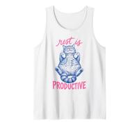 Rest Is Productive Funny Lazy Cat Lover Nap Quote Canotta