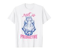 Rest Is Productive Funny Lazy Cat Lover Nap Quote Maglietta