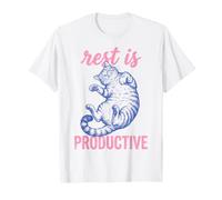 Rest Is Productive Funny Lazy Cat Lover Nap Quote Maglietta