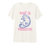 Rest Is Productive Funny Lazy Cat Lover Nap Quote Maglietta Premium