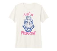 Rest Is Productive Funny Lazy Cat Lover Nap Quote Maglietta Premium