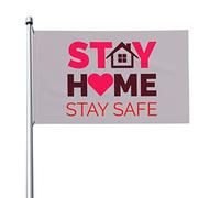 Resta A Casa Al Sicuro Bandiere Da Giardino Resistente Alle Intemperie Garden Flag Divertente Bandiera Da Cortile Per Esterni Interni Fattoria 90X150Cm