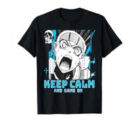 Resta Calmo Giocando Stile Manga Rabbia Retro Maglietta
