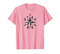 Resta Fedele a Compass Star Inspirational Maglietta, Uomo, Rosa, L