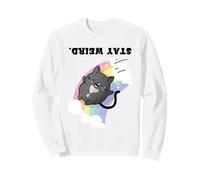 Resta Strano Gatto con Arcobaleno Luminoso e Nuvole Felpa