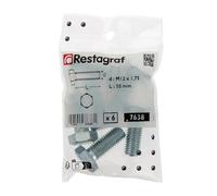 Restagraf - Viti per metalli testa esagonale - M12-1,75 x 30 mm - Acciaio Classe 8.8 - DIN 933 - Rif. 7638 - Confezione da 6