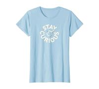 Restare Curioso Vintage Tipografia Detective Maglietta, Donna, Celeste, XL