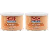 RESTASE | Cera Depilatoria Liposolubile, Olio d'Argan, Pelli Delicate, 400 ml, Made in Italy (Confezione da 2)