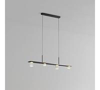 Restaurant Long Strip Ceiling Pendant Lighting Nordic Light Luxury Word Lamp LED 3-Light Hanging Adjustable Chandelier for Kitchen Island Living