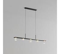 Restaurant Long Strip Ceiling Pendant Lighting Nordic Light Luxury Word Lamp LED 3-Light Hanging Adjustable Chandelier for Kitchen Island Living