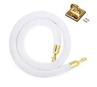 Restaurants/Movie Theaters/Office Front Desk Velvet Ropes,Durable Wall Barriers Rope with Hooks Kits, Queue Divider(White,4.9ft/150cm)