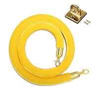 Restaurants/Movie Theaters/Office Front Desk Velvet Ropes,Durable Wall Barriers Rope with Hooks Kits, Queue Divider(Yellow,4.9ft/150cm)