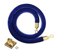 Restaurants/Movie Theaters/Office Front Desk Velvet Ropes,Durable Wall Barriers Rope with Hooks Kits, Queue Divider(Blue,3ft/90cm)