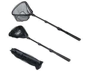 RESTCLOUD - Retino da pesca con manico telescopico, per bambini, uomini e donne, estendibile fino a 100-150 cm, Manico nero da 119,4 cm, 160 cm, 63" Full Extended