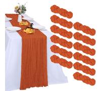 RestfulGlow Confezione da 12 runner da tavola autunnali in garza arancione, 3 m, in tessuto di garza bohémien, 99 x 300 cm, rustico, per Halloween, Ringraziamento, matrimoni, vacanze, feste