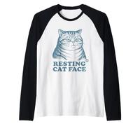 Resting Cat Face Maglia con Maniche Raglan